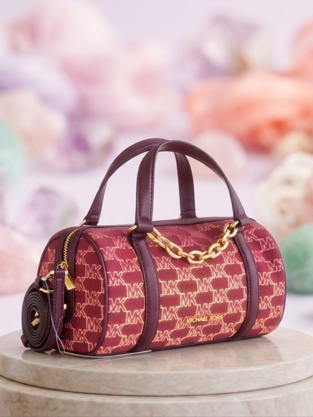 Michael Kors Zooey Medium Barrel Messenger Bag Mulberry, NWT